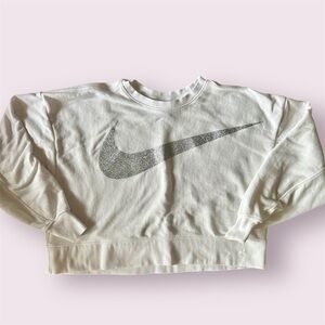 Women’s Nike Cropped White Crewneck with Glitter Logo
